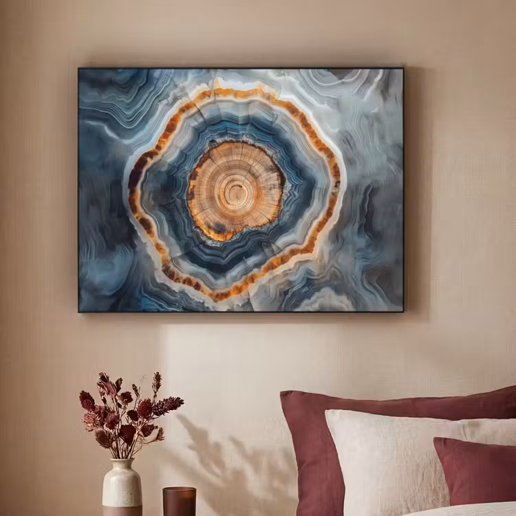Cirkel - Ringen - Steen - Tinten Textielframe - compleet frame klein -sfeer1