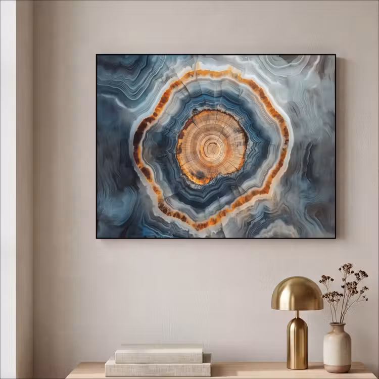 Cirkel - Ringen - Steen - Tinten Textielframe zwart klein -sfeer2