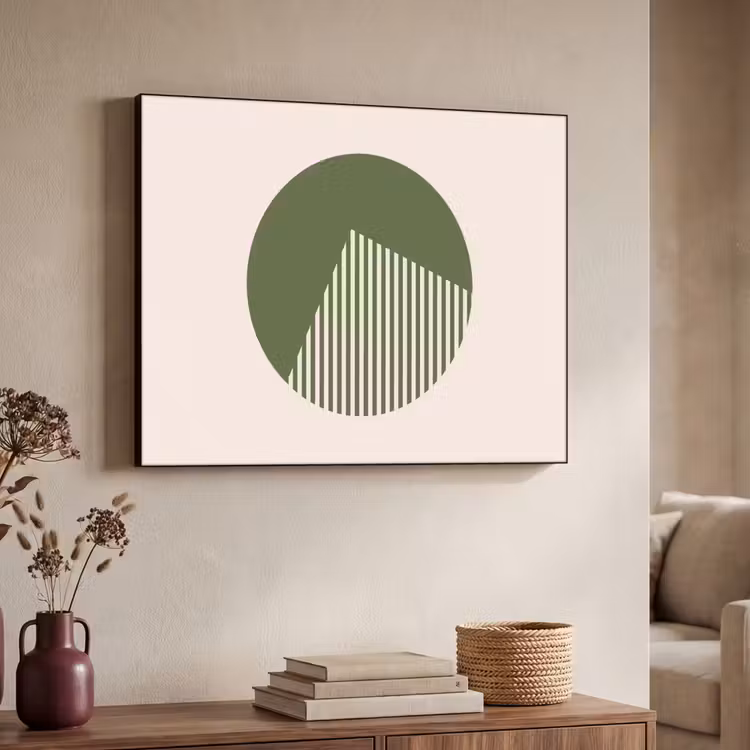Cirkel - Strepen - Geometrisch - Abstract - Groen Textielframe zwart klein -sfeer3
