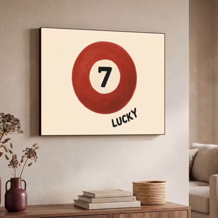 Cirkel - Zeven - Lucky - Rood Textielframe zwart klein -sfeer3