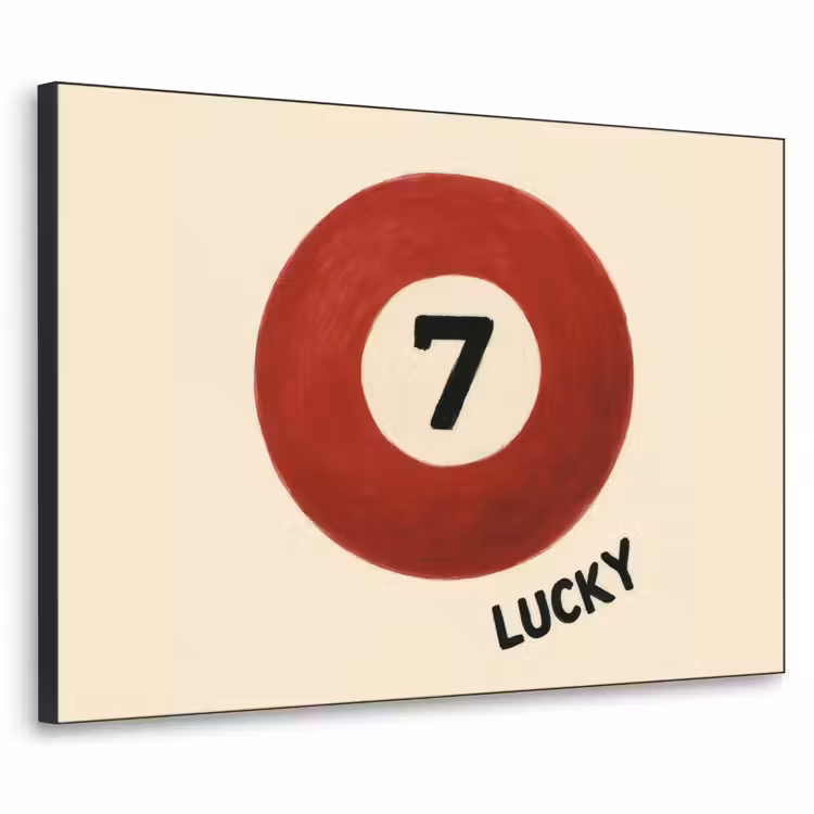 Cirkel - Zeven - Lucky - Rood Textielframe zwart klein -3d
