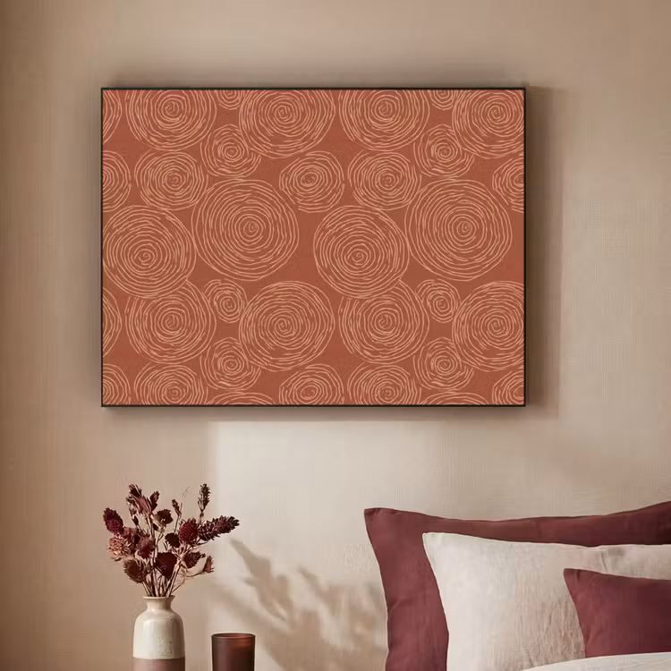 Cirkels - Abstract - Artistiek - Terracotta Textielframe zwart klein 947 -sfeer1