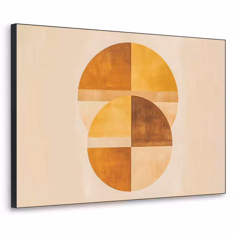 Cirkels - Geel - Minimalistisch Textielframe - compleet frame klein -3d