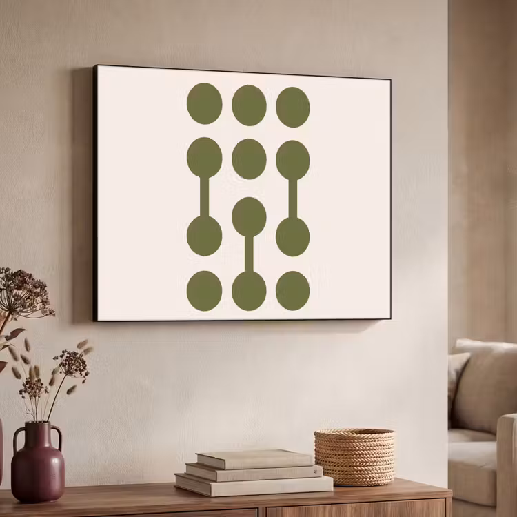 Cirkels - Geometrisch - Abstract - Modern - Groen Textielframe zwart klein -sfeer3