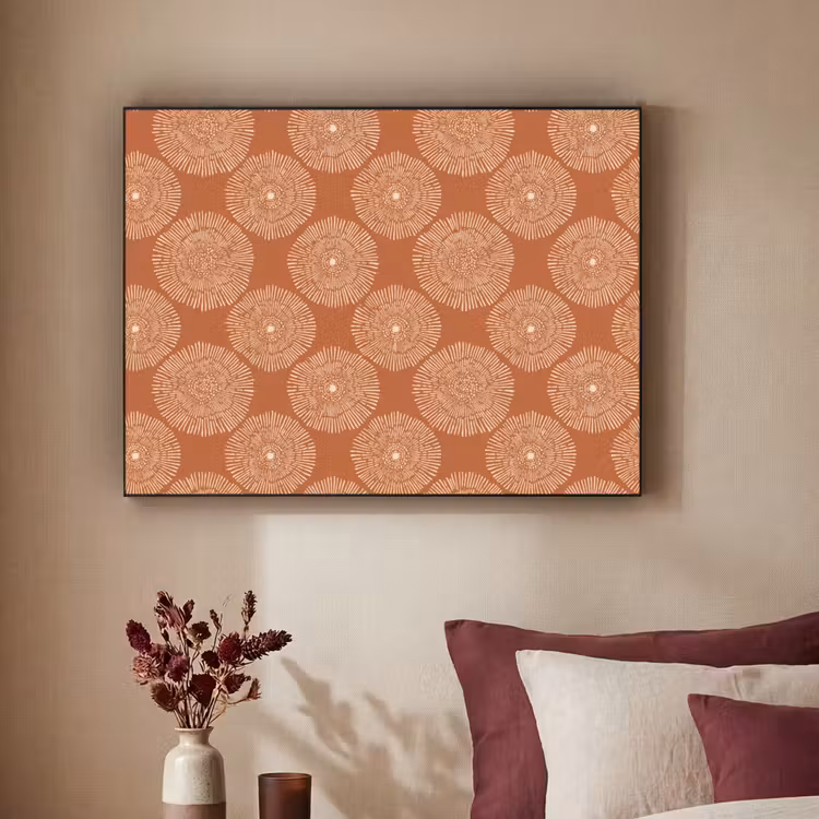 Cirkels - Grafisch - Patroon - Terracotta Textielframe zwart klein 947 -sfeer1