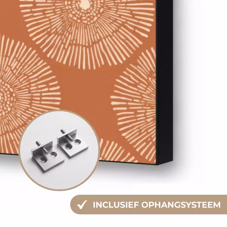 Cirkels - Grafisch - Patroon - Terracotta Textielframe zwart klein 947 -USP_ophangsysteemNL