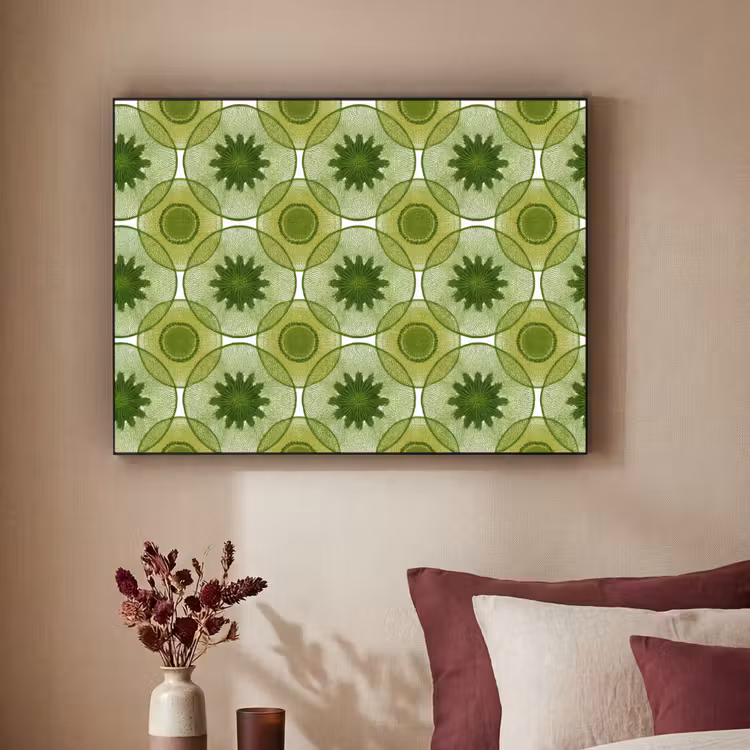 Cirkels - Patroon - Groen Textielframe zwart klein 947 -sfeer1