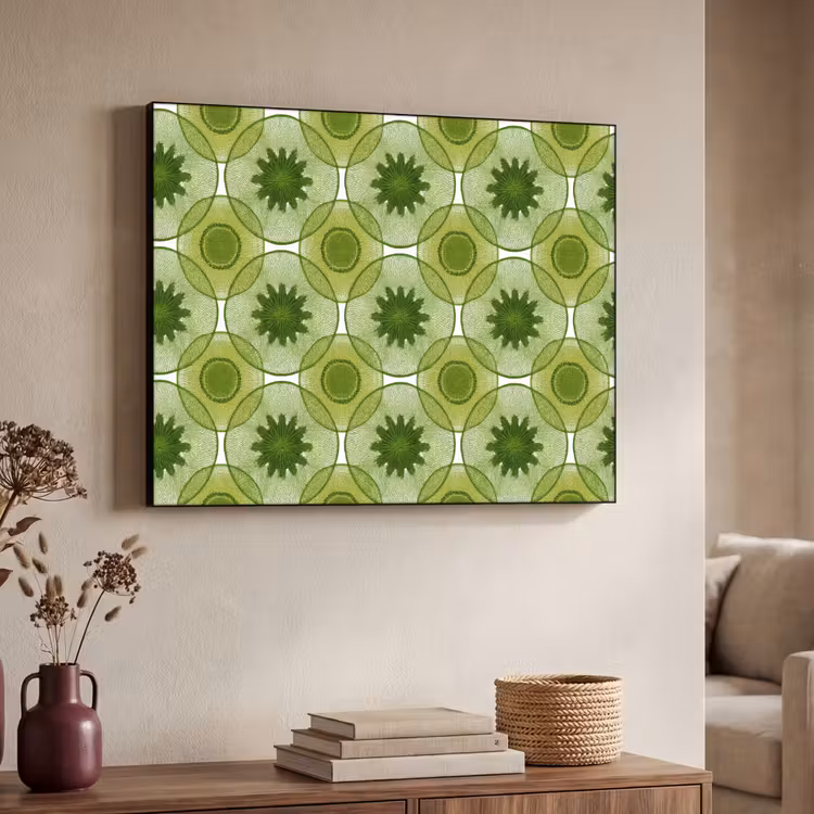 Cirkels - Patroon - Groen Textielframe zwart klein 947 -sfeer3