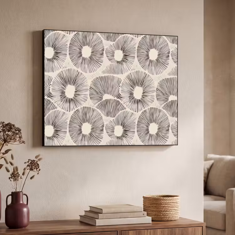 Cirkels - Patroon - Zwart Textielframe zwart klein 947 -sfeer3