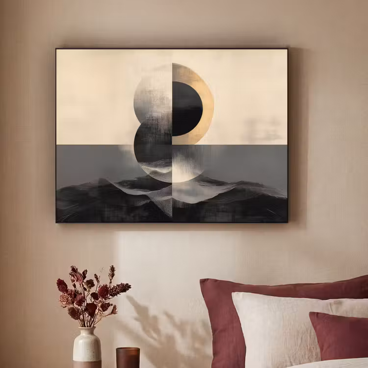 Cirkels - Schaduw - Abstract Textielframe - compleet frame klein -sfeer1