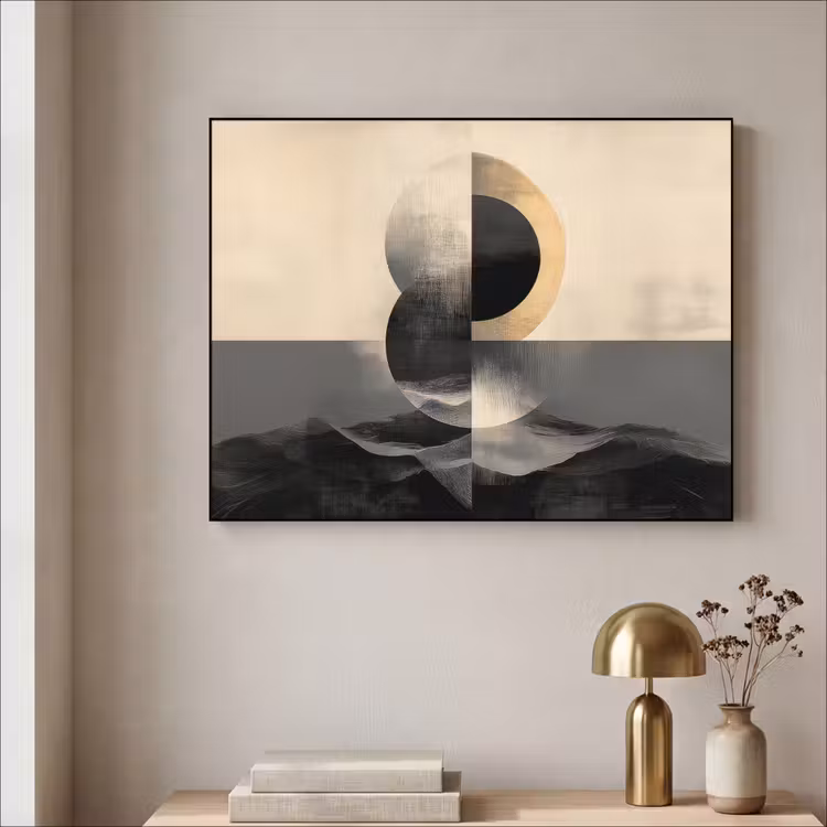 Cirkels - Schaduw - Abstract Textielframe zwart klein -sfeer2