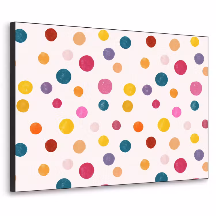 Cirkels - Speels - Kleurrijk Textielframe zwart klein 947 -3d