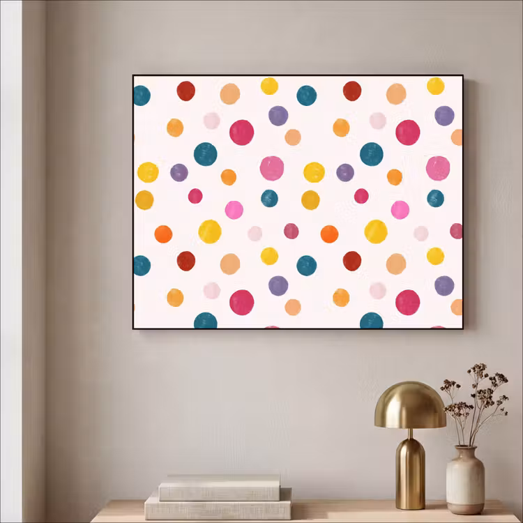 Cirkels - Speels - Kleurrijk Textielframe zwart klein 947 -sfeer2