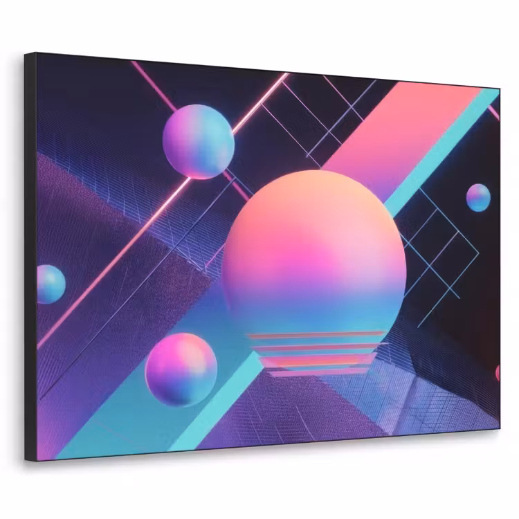 Cirkels - Vlakken - Abstract - Blauw Textielframe - compleet frame klein -3d