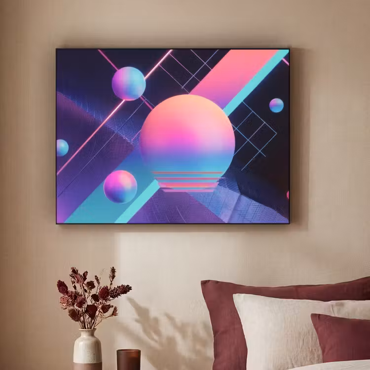 Cirkels - Vlakken - Abstract - Blauw Textielframe - compleet frame klein -sfeer1