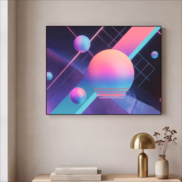 Cirkels - Vlakken - Abstract - Blauw Textielframe zwart klein -sfeer2