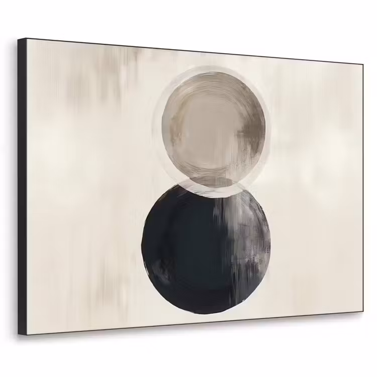 Cirkels - Vorm - Beige - Abstract Textielframe - compleet frame klein -3d