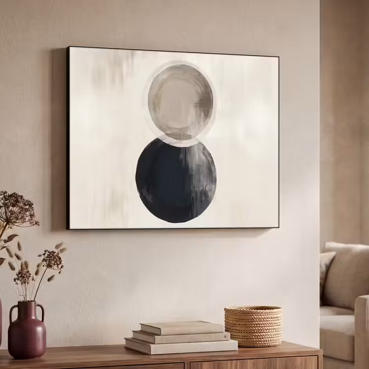 Cirkels - Vorm - Beige - Abstract Textielframe - compleet frame klein -sfeer3