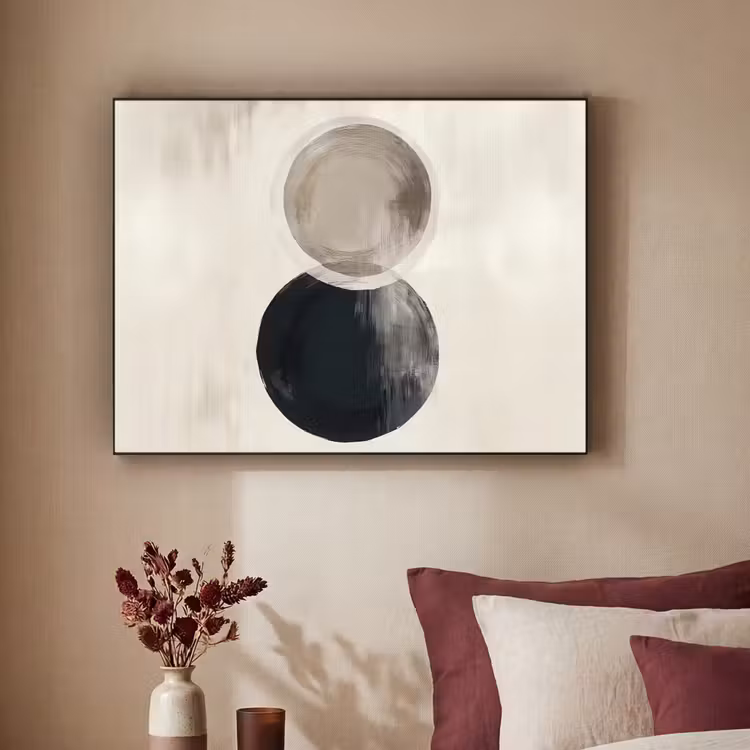 Cirkels - Vorm - Beige - Abstract Textielframe - compleet frame klein -sfeer1