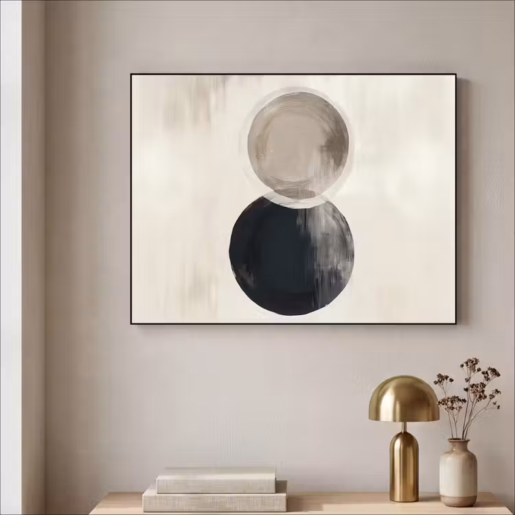 Cirkels - Vorm - Beige - Abstract Textielframe - compleet frame klein -sfeer2