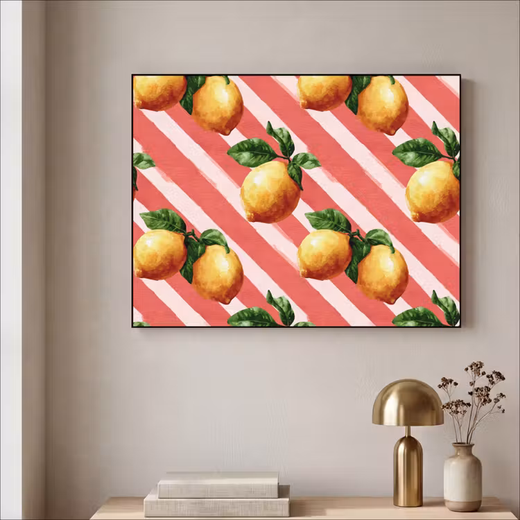 Citroen - Geïllustreerd - Oranje Textielframe zwart klein 947 -sfeer2