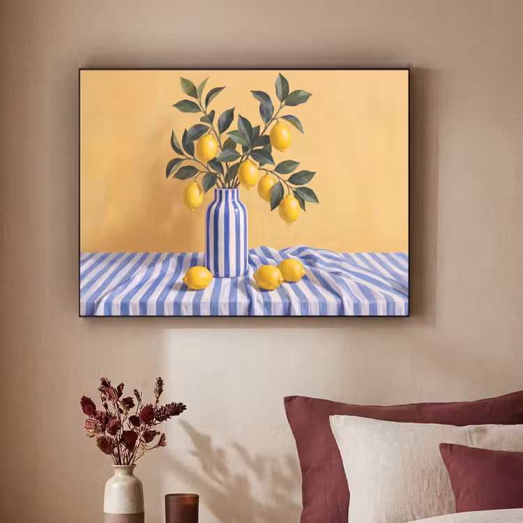 Art frame - Citroen - Stilleven - Modern - Citroen - Stilleven - Modern Textielframe zwart klein