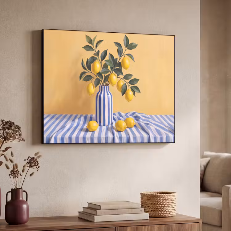 Art frame - Citroen - Stilleven - Modern - Citroen - Stilleven - Modern Textielframe zwart klein
