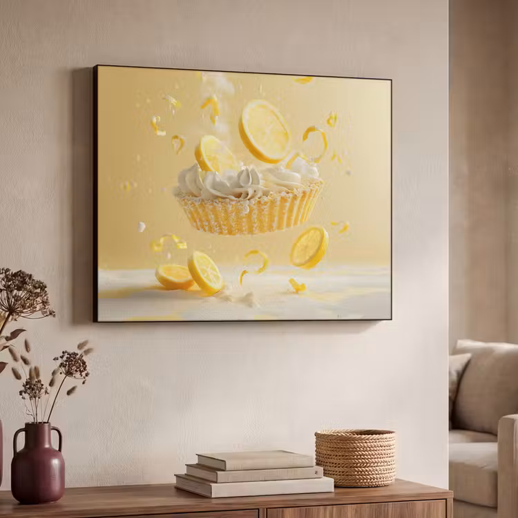 Citroen - Taart - Eten - Geel Textielframe zwart klein -sfeer3