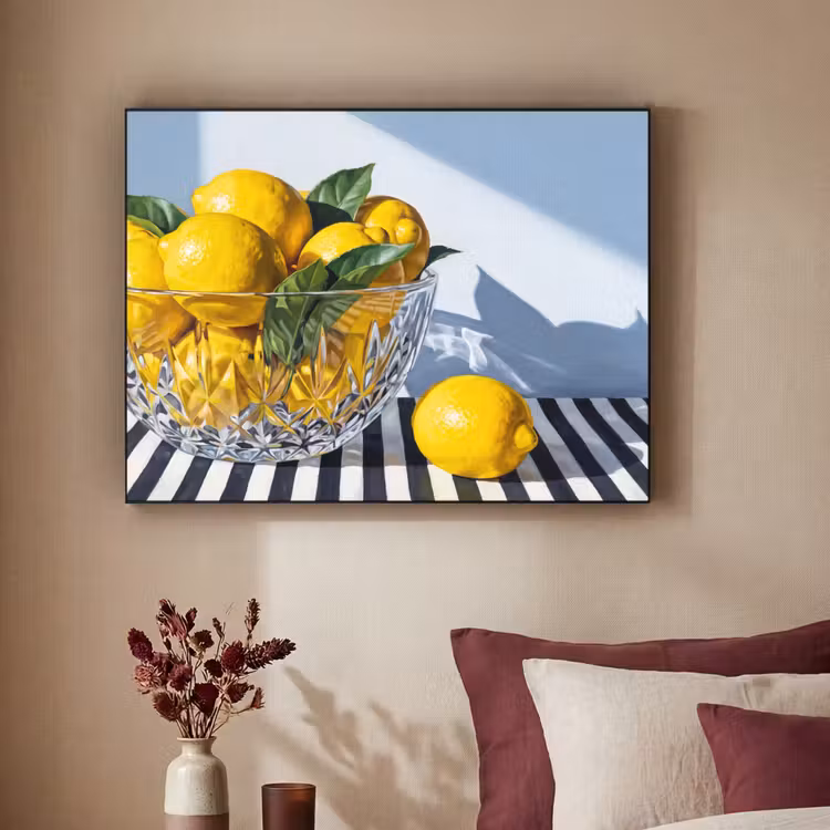 Art frame - Citroenen - Fruit - Geel - Citroenen - Fruit - Geel Textielframe zwart klein