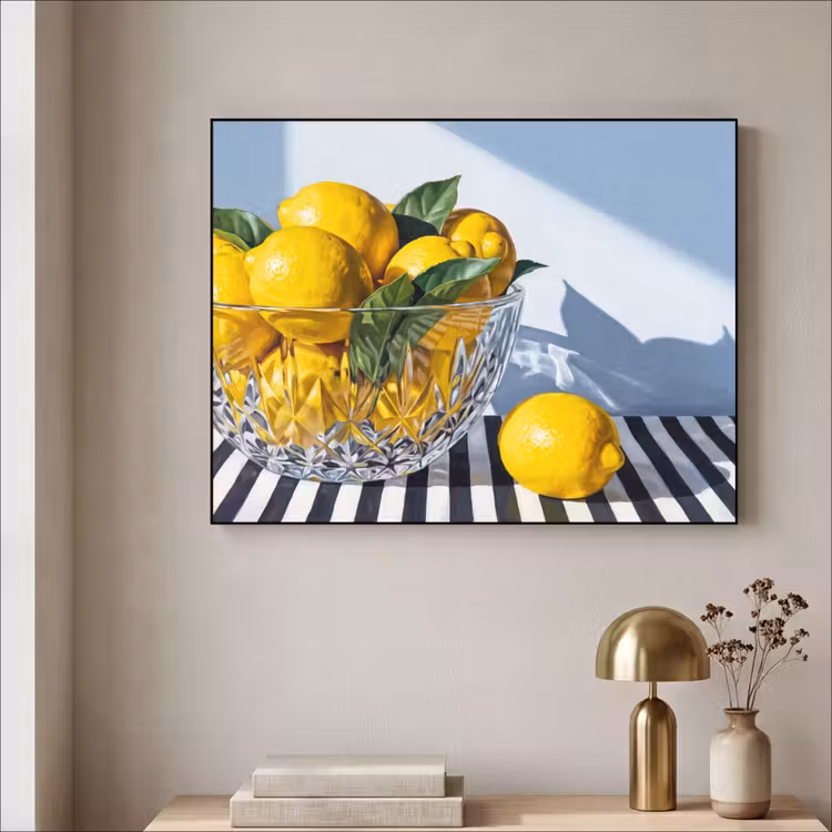 Art frame - Citroenen - Fruit - Geel - Citroenen - Fruit - Geel Textielframe zwart klein