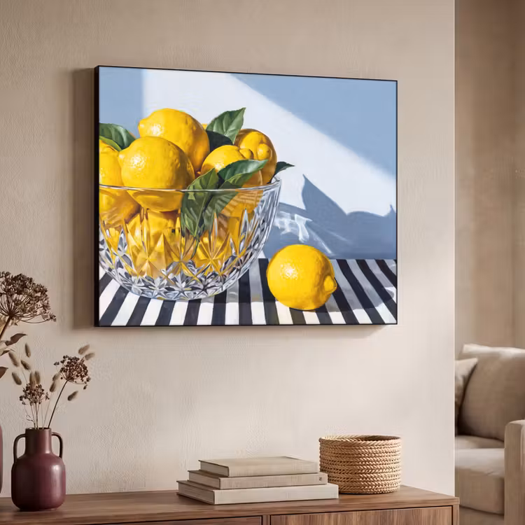 Art frame - Citroenen - Fruit - Geel - Citroenen - Fruit - Geel Textielframe zwart klein