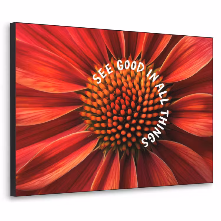 Close up - Bloem - Quote - Rood Textielframe zwart klein -3d