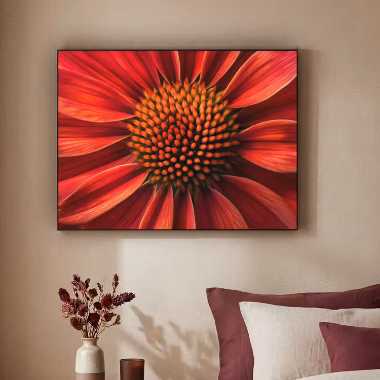 Close up - Bloem- Rood Textielframe - compleet frame klein -sfeer1