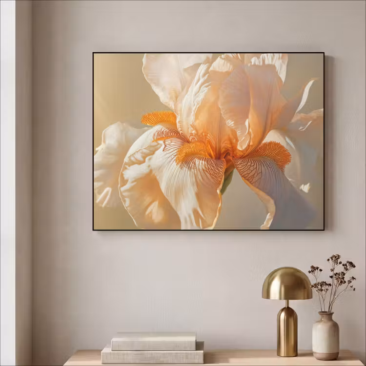 Close up - Oranje - Iris Textielframe zwart klein -sfeer2