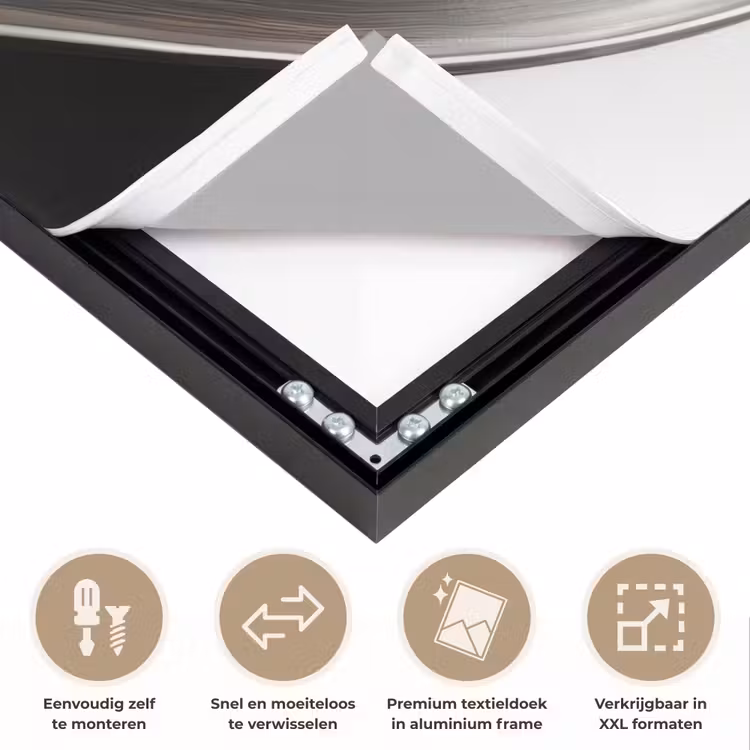 Close-up - Vinylplaat - Platenspeler - Zwart Textielframe zwart klein -USP_closeupNL