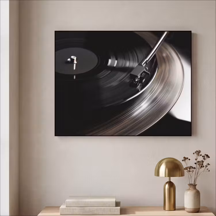 Close-up - Vinylplaat - Platenspeler - Zwart Textielframe zwart klein -sfeer2