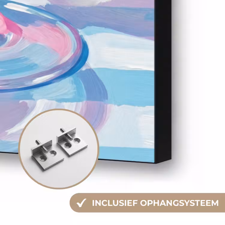 Cocktail - Olijven - Kunst - Modern - Roze Textielframe zwart klein -USP_ophangsysteemNL