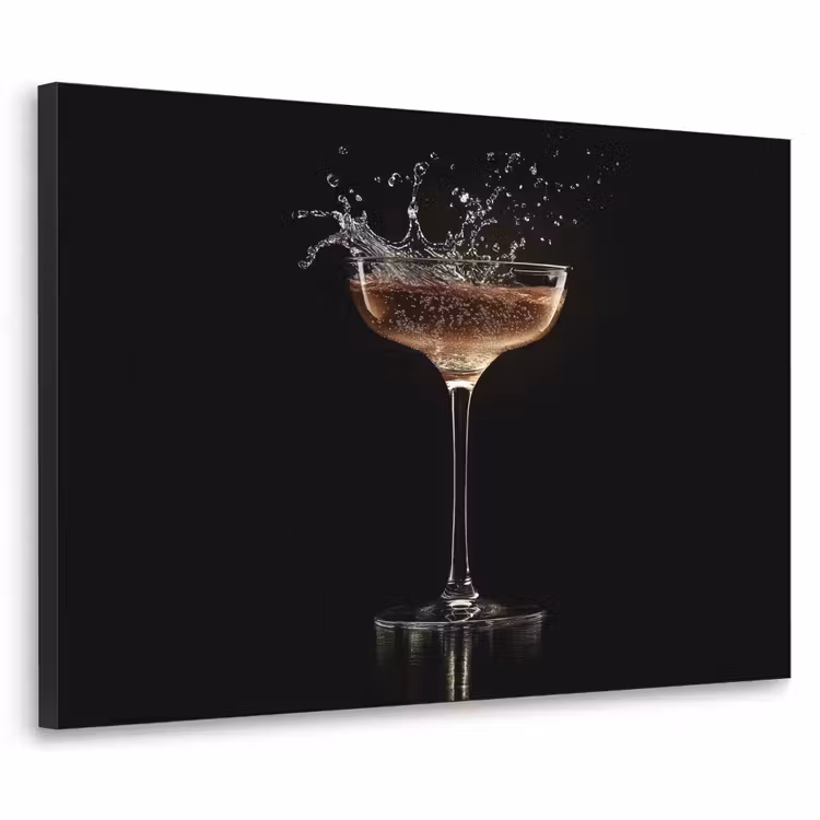 Cocktail - Zwart - Spetters - Glas Textielframe - compleet frame klein -3d