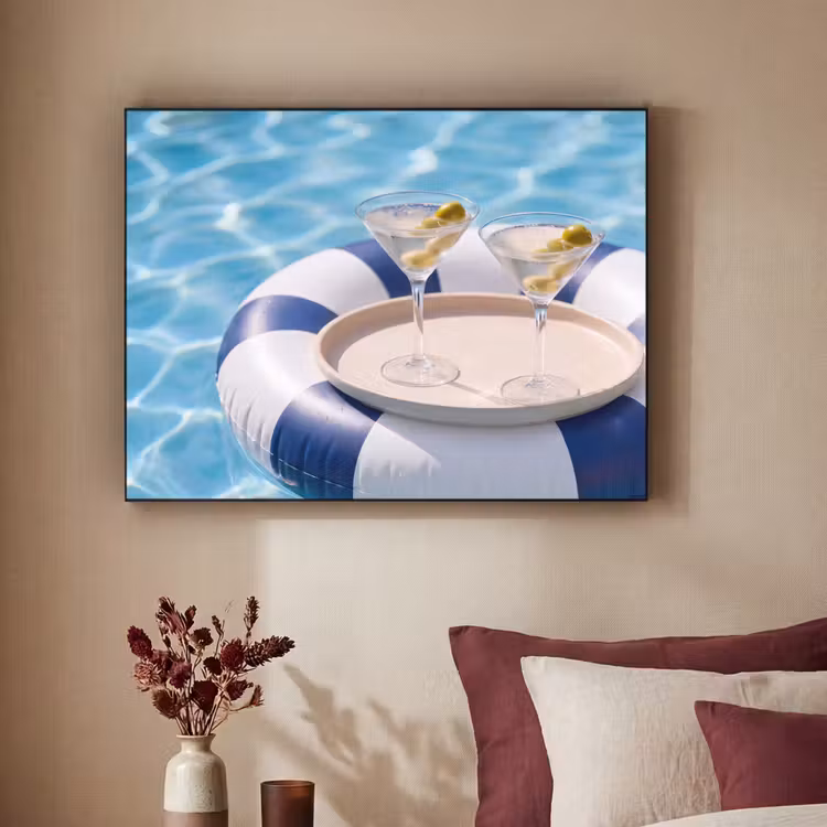 Cocktail - Zwembad - Zomer - Blauw Textielframe zwart klein -sfeer1
