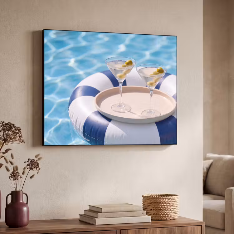 Cocktail - Zwembad - Zomer - Blauw Textielframe zwart klein -sfeer3