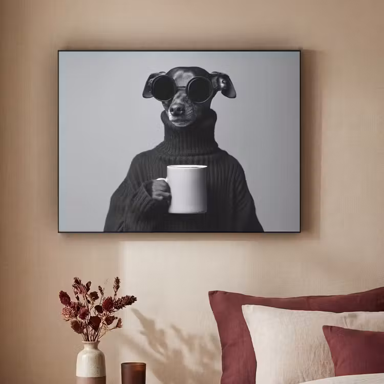 Coltrui - Hond - Bril - Mok Textielframe - compleet frame klein -sfeer1