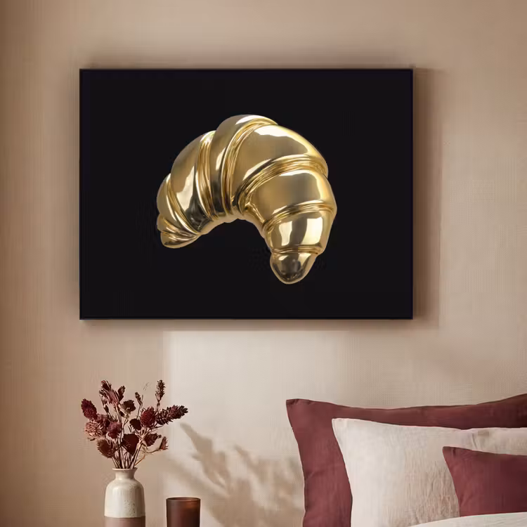 Croissant - Brood - Goud - Zwart Textielframe - compleet frame klein -sfeer1