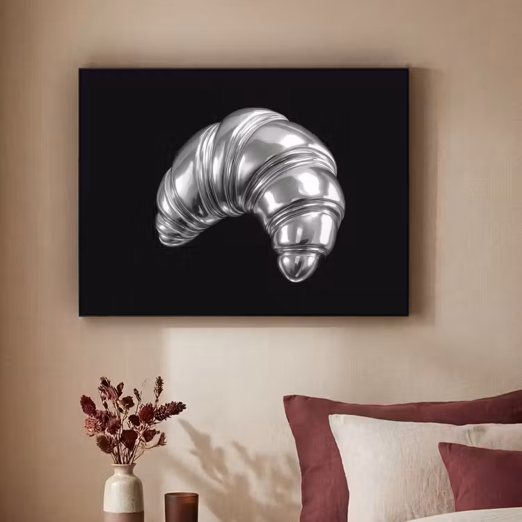 Croissant - Metaal - Zilver Textielframe zwart klein -sfeer1