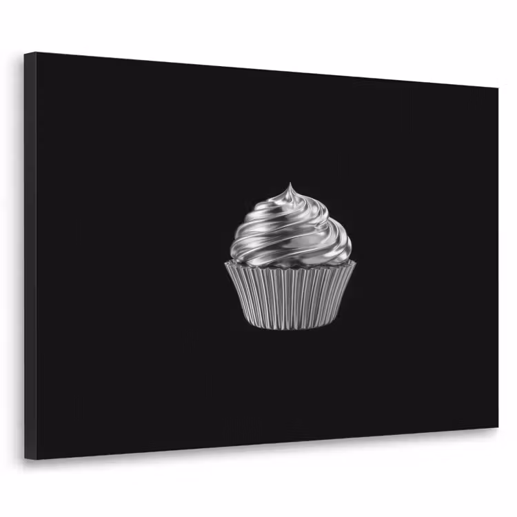 Cupcake - Luxueus - Zilver Textielframe zwart klein -3d