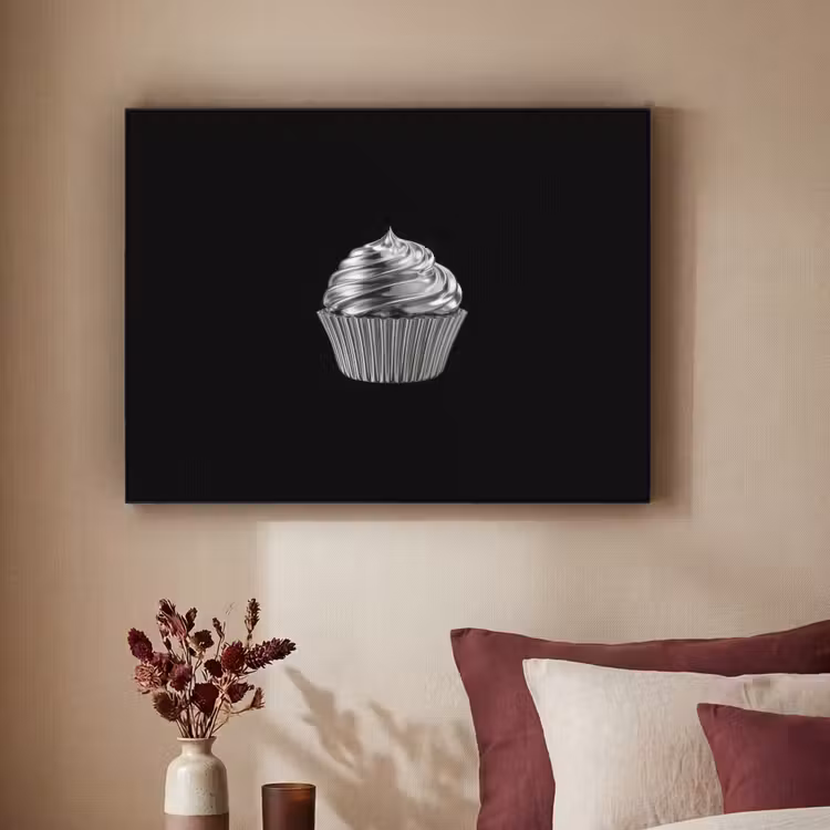 Cupcake - Luxueus - Zilver Textielframe zwart klein -sfeer1