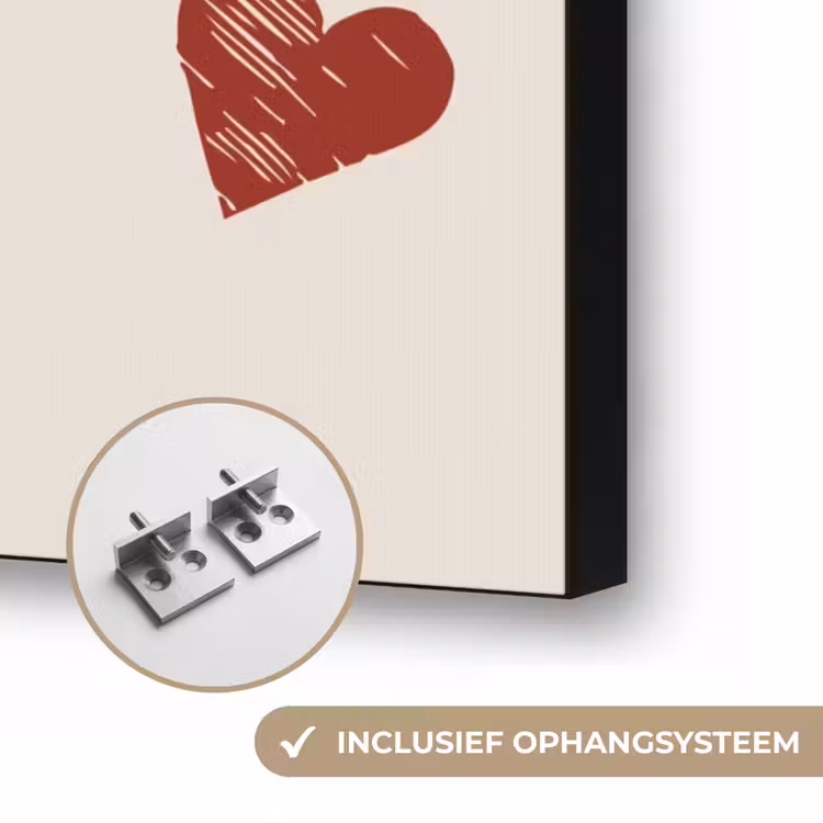 Cupido - Hartjes - Rood - Klassiek Textielframe zwart klein -USP_ophangsysteemNL