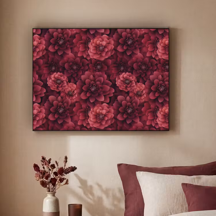 Dahlias - Bloemen - Rood Textielframe zwart klein 947 -sfeer1