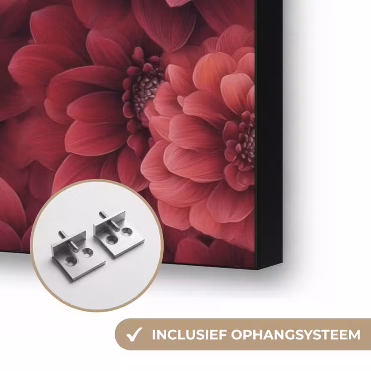 Dahlias - Bloemen - Rood Textielframe zwart klein 947 -USP_ophangsysteemNL