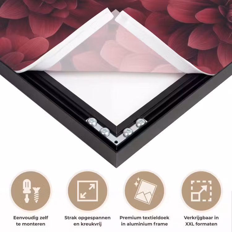 Dahlias - Bloemen - Rood Textielframe zwart klein 947 -USP_feed_closeupNL