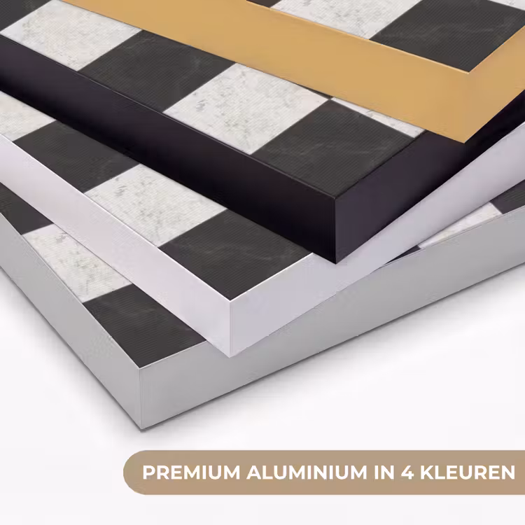 Dambord - Marmer - Zwart - Wit Textielframe zwart klein 947 -USP_kleurenNL